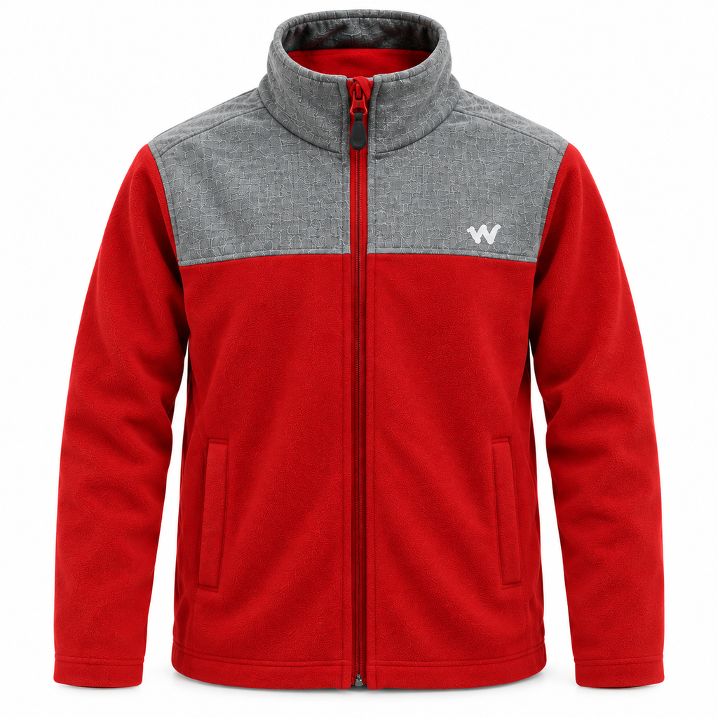 Wildcraft Men’s Red & Grey Fleece Jacket